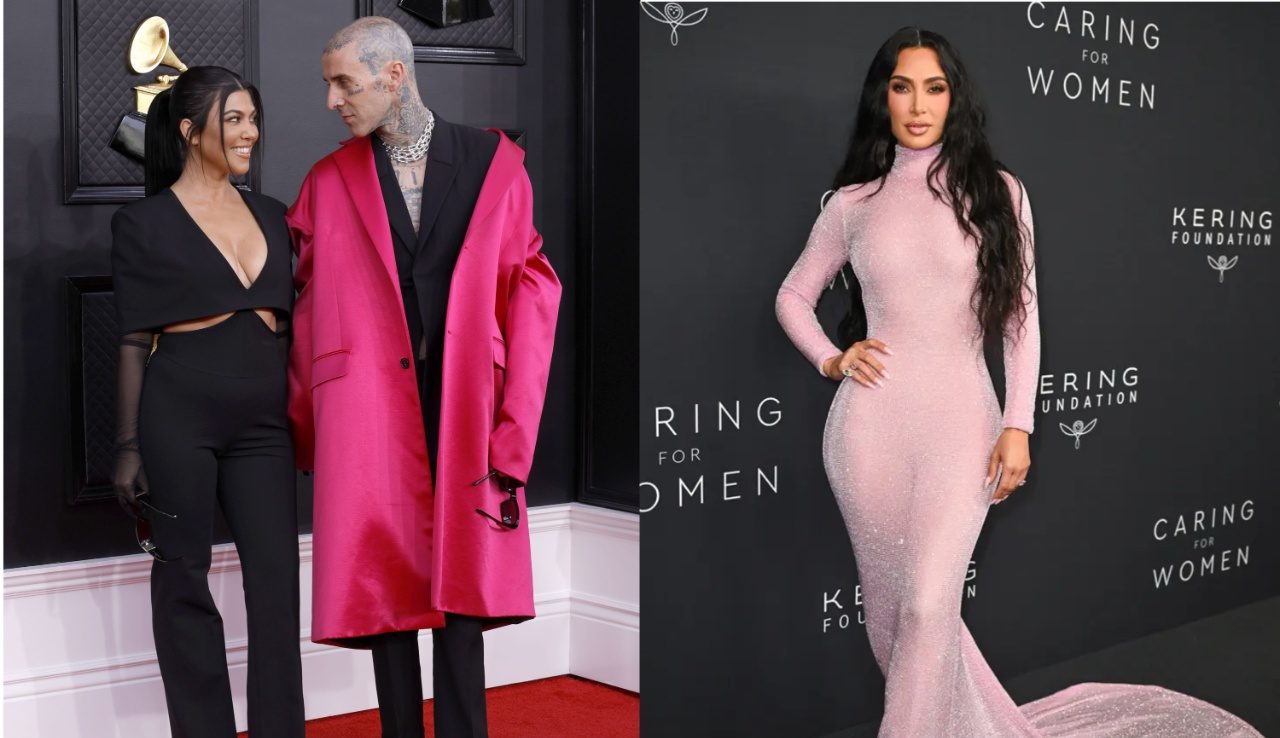 Travis Barker, Kourtney Kardashian and Kim Kardashian