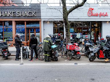Getting food delivered in New York is simple. For the workers who do it, getting paid is not