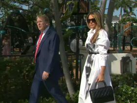 Melania Trump wears four-figure white shirtdress with Donald Trump for Florida primary vote