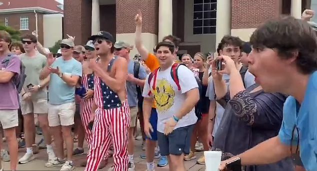 White Counter-Protesters Insult Black Protester as 'Lizzo,' Followed by Monkey Taunts