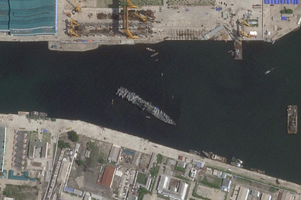 North Korea Rapidly Refloats Damaged Destroyer After Botched Launch as Kim Demands Swift Repairs